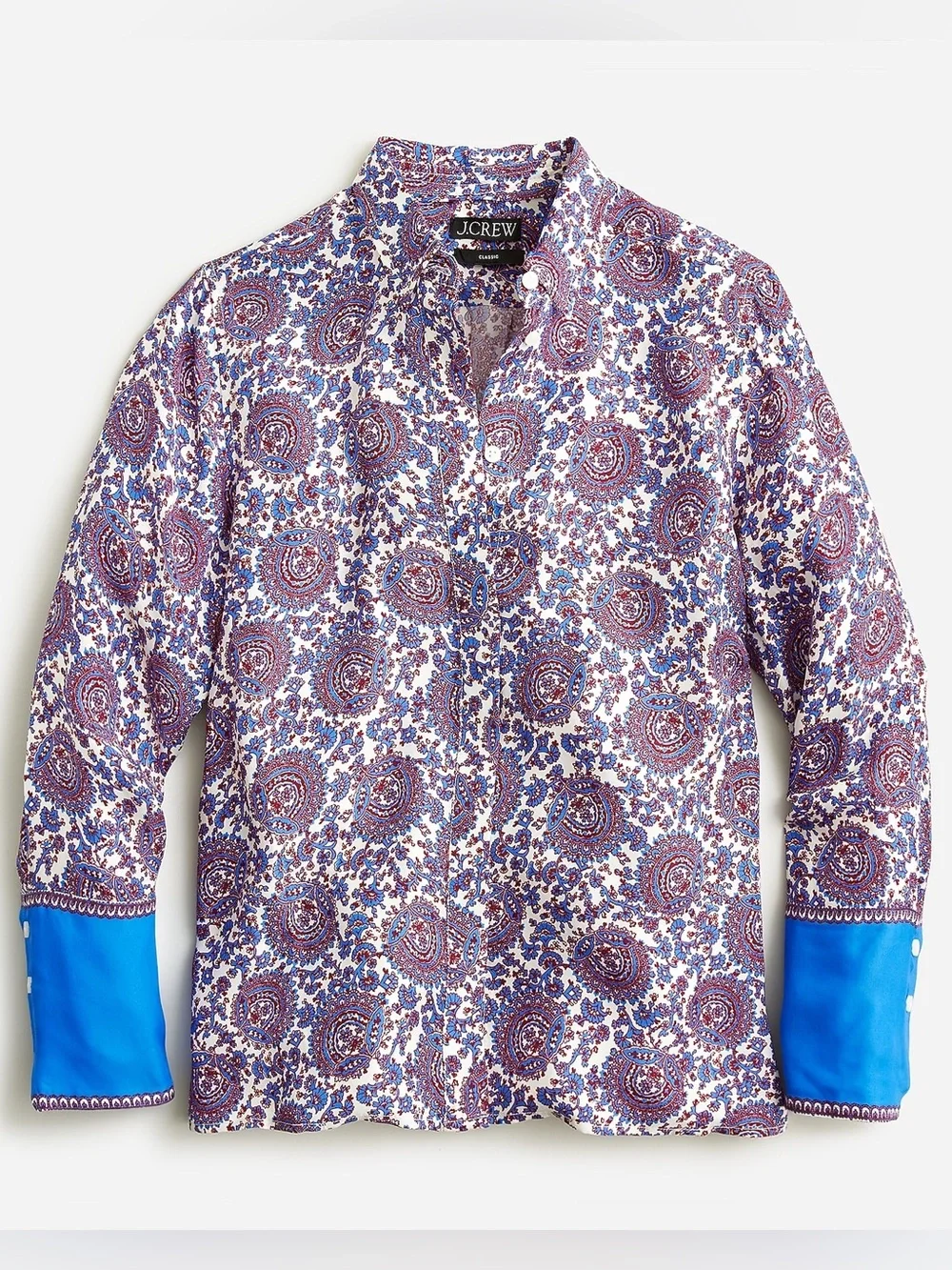 J. CREW Classic-Fit Drapey Cupro-Blend Shirt in Floral Crown Size 12